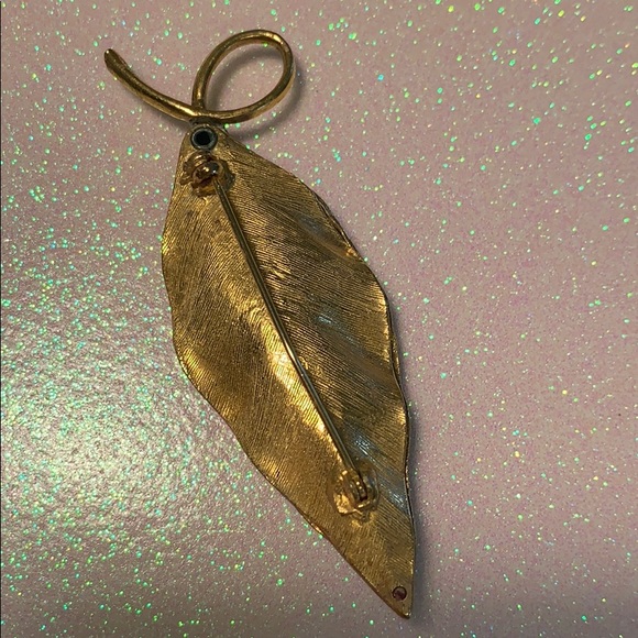 VINTAGE ENAMEL LEAF BROOCH - Picture 6 of 6